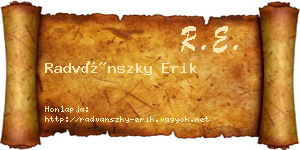 Radvánszky Erik névjegykártya
